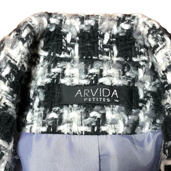 ARVIDA Wool Blend Houndstooth Tweed Blazer Fully Lined Front Flap Pockets Sz 8 - Picture 5 of 9